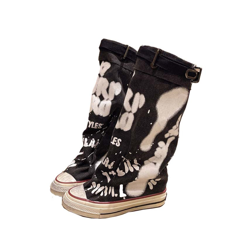 💗LAST DAY PROMOTION -50 OFF💗Women's Retro Flat Slouch Mid-Calf Canvas Boots