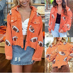 🔥Limited time offer 50% off🔥 Women's Corduroy Jacket with Football Sequin Patch🧥
