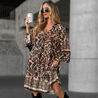🔥50% off for a limited time 🔥Elegant V-Neck Long-Sleeve Printed Dress 👗 – Figure-Flattering for Spring Tea/Date Nights