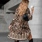 🔥50% off for a limited time 🔥Elegant V-Neck Long-Sleeve Printed Dress 👗 – Figure-Flattering for Spring Tea/Date Nights