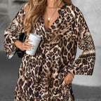 🔥50% off for a limited time 🔥Elegant V-Neck Long-Sleeve Printed Dress 👗 – Figure-Flattering for Spring Tea/Date Nights
