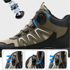 Safety Trainers Men Steel Toe Cap Trainers Lightweight Safety Shoes Swivel Buckle Shoelace Comfortable Work Trainers Laceless Work Boots Men Rotary Button Steel Toe Cap Shoes