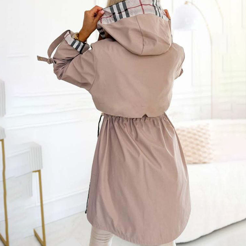 ⏳Limited-time 50% off⏰Long Hooded Drawstring Waist-Cinching Zipper Windbreaker🧥