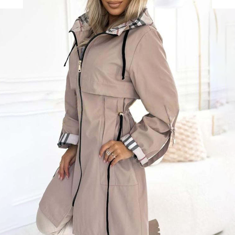 ⏳Limited-time 50% off⏰Long Hooded Drawstring Waist-Cinching Zipper Windbreaker🧥