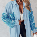 🔥Hot Sale 50% OFF⏳Women's Trendy Sequin Patchwork Coat with Raw Hem