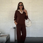 🔥Latest models 50% off-Women's Long Sleeve Lapel Top & Pants Set