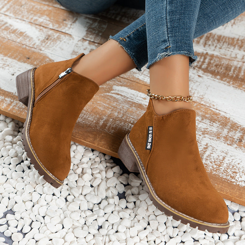🔥 LAST DAY PROMOTION - 50%OFF 🔥 Women's Side Zipper Low Heel Ankle Boots