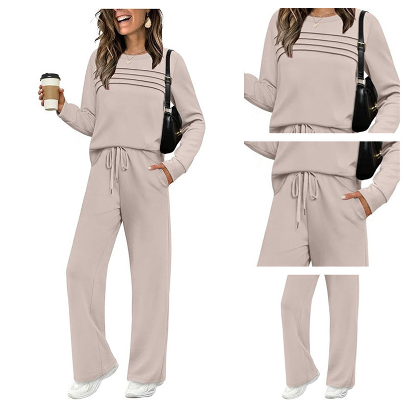 🔥LAST DAY 50% OFF✨Women's Crew Neck Top & Drawstring Pants Set
