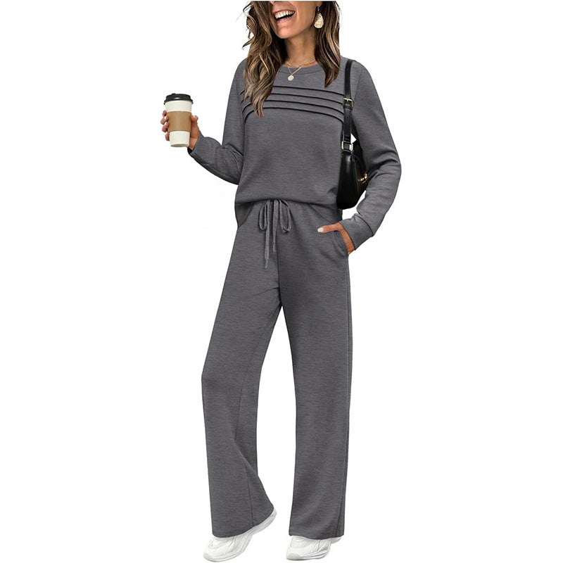 🔥LAST DAY 50% OFF✨Women's Crew Neck Top & Drawstring Pants Set