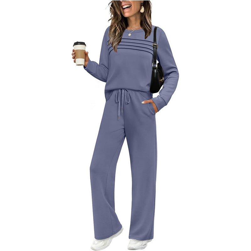 🔥LAST DAY 50% OFF✨Women's Crew Neck Top & Drawstring Pants Set