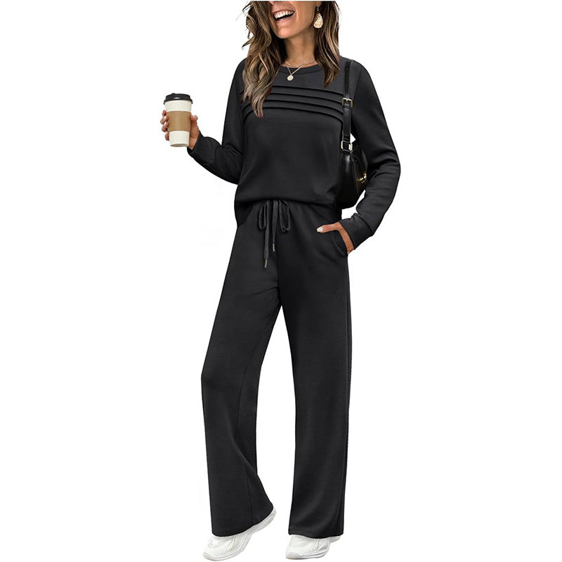 🔥LAST DAY 50% OFF✨Women's Crew Neck Top & Drawstring Pants Set