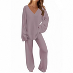 🔥 LAST DAY PROMOTION - 50%OFF 🔥Women's V-Neck Long Sleeve Sweater & Pants Set