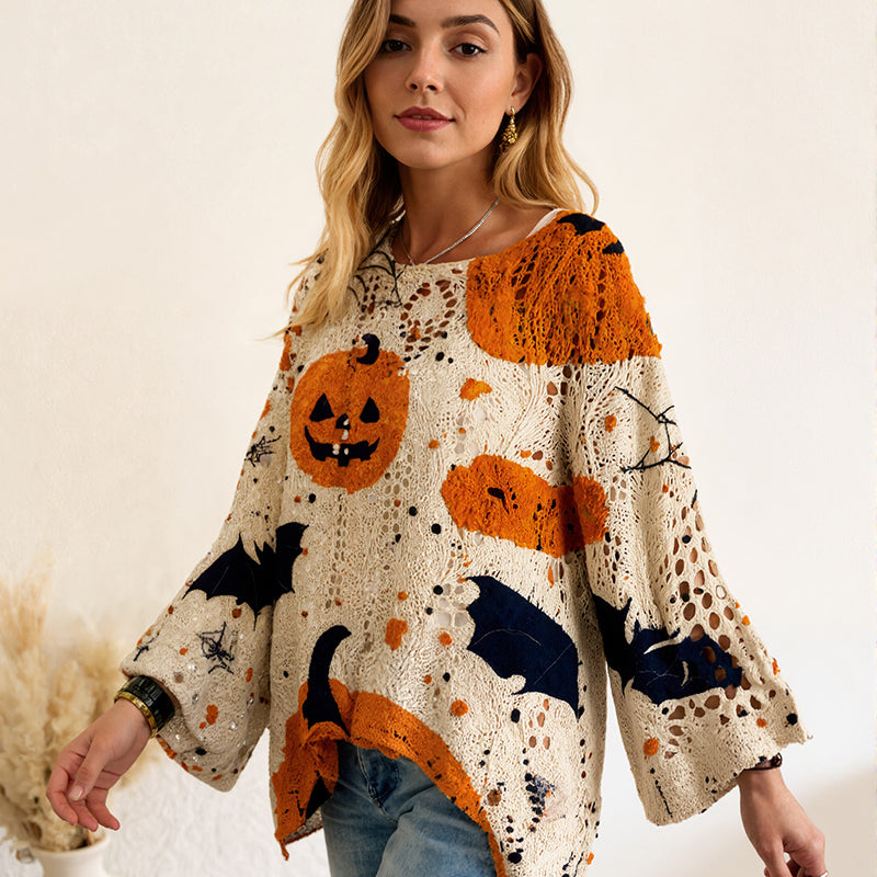 👛 50% OFF NOW! 💖Women's Halloween Loose Fit Batwing Knit Sweater