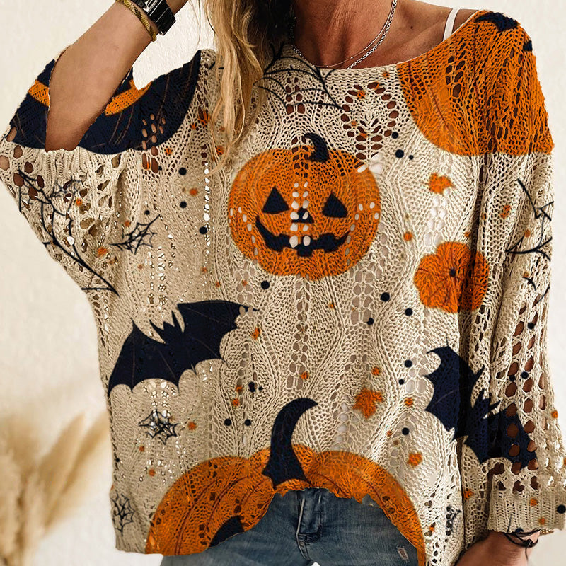 👛 50% OFF NOW! 💖Women's Halloween Loose Fit Batwing Knit Sweater