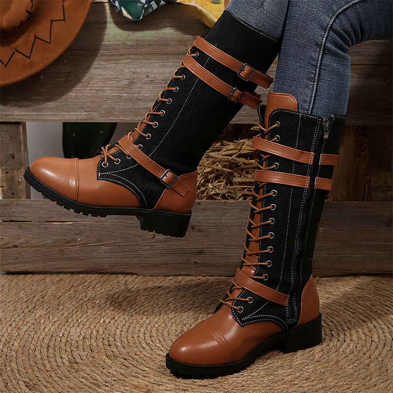 👛 50% OFF NOW! 💖 Women's Vintage Combat Boots with Laces and Buckle