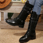 👛 50% OFF NOW! 💖 Women's Vintage Combat Boots with Laces and Buckle