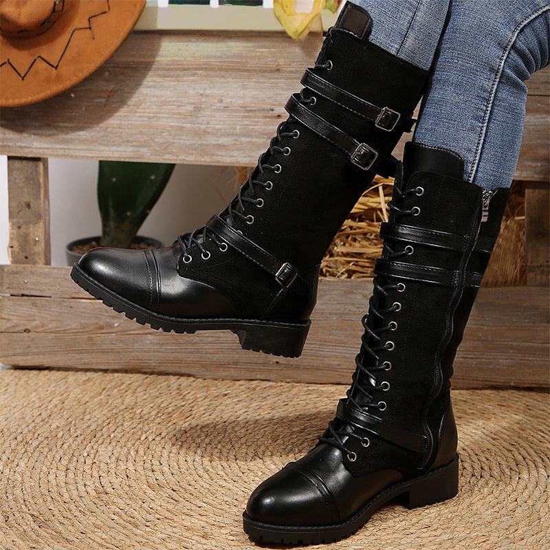 👛 50% OFF NOW! 💖 Women's Vintage Combat Boots with Laces and Buckle