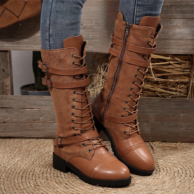 👛 50% OFF NOW! 💖 Women's Vintage Combat Boots with Laces and Buckle