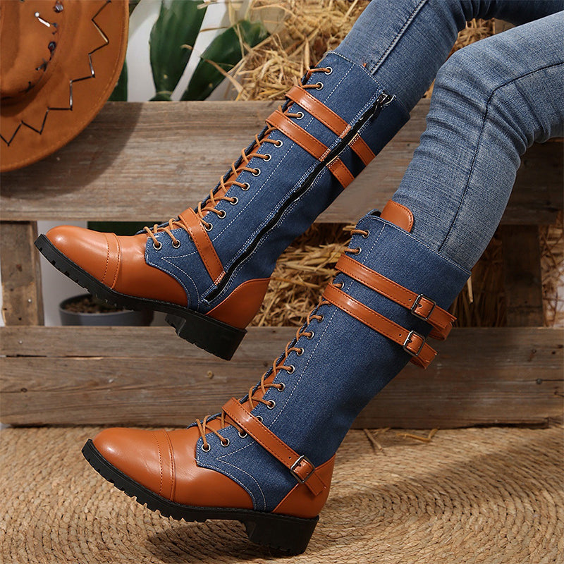 👛 50% OFF NOW! 💖 Women's Vintage Combat Boots with Laces and Buckle