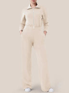 🔥AirEase Sleeve Wide-Leg Jumpsuit -👏4-way stretch, Front zip and Practical pockets!