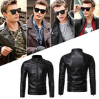 🔥Free shopping🔥Men’s Stand Collar Biker Leather Jacket