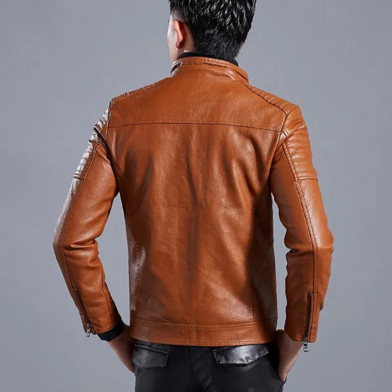 🔥Free shopping🔥Men’s Stand Collar Biker Leather Jacket