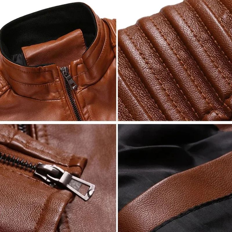 🔥Free shopping🔥Men’s Stand Collar Biker Leather Jacket