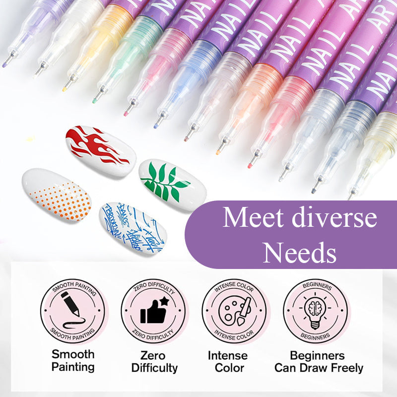 💥 50% OFF NOW! 💖 🎁Super affordable price ⏳ 12 Colors Nail Art Pens Set – Create Beautiful & Precise Designs ✨