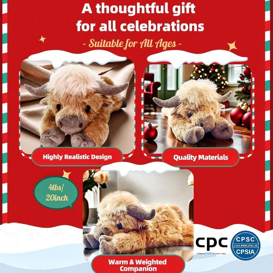 🔥50% off, while stocks last! 🎉Christmas New Gift Toy🐂🎁Cute Cartoon Highland Cow Cuddly Toy