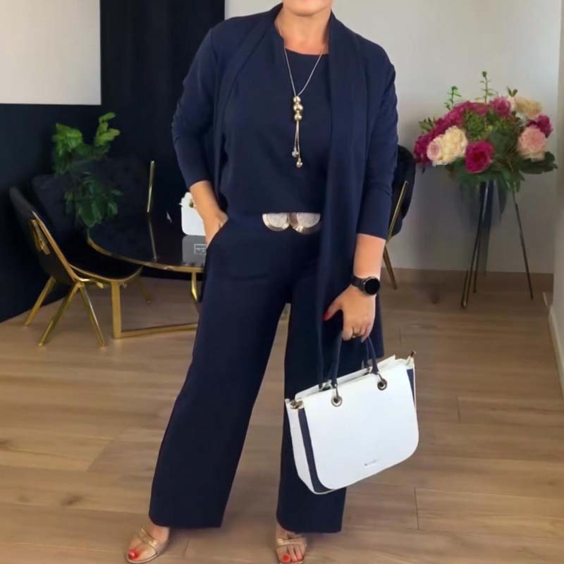🔥 LAST DAY PROMOTION - 50%OFF 🔥Elegant Longline Cardigan & Top & Pants 3-Pieces Set
