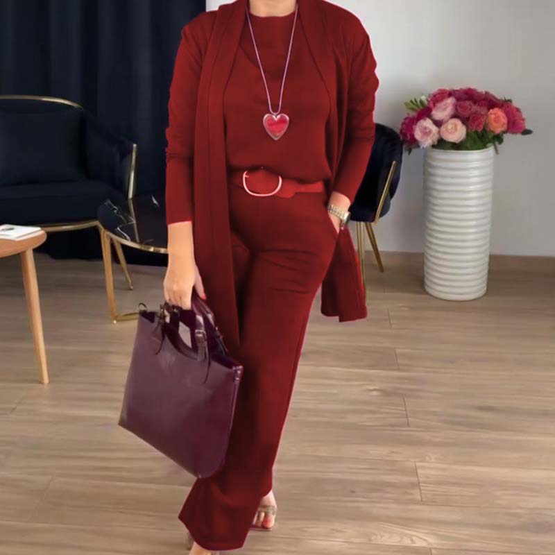 🔥 LAST DAY PROMOTION - 50%OFF 🔥Elegant Longline Cardigan & Top & Pants 3-Pieces Set