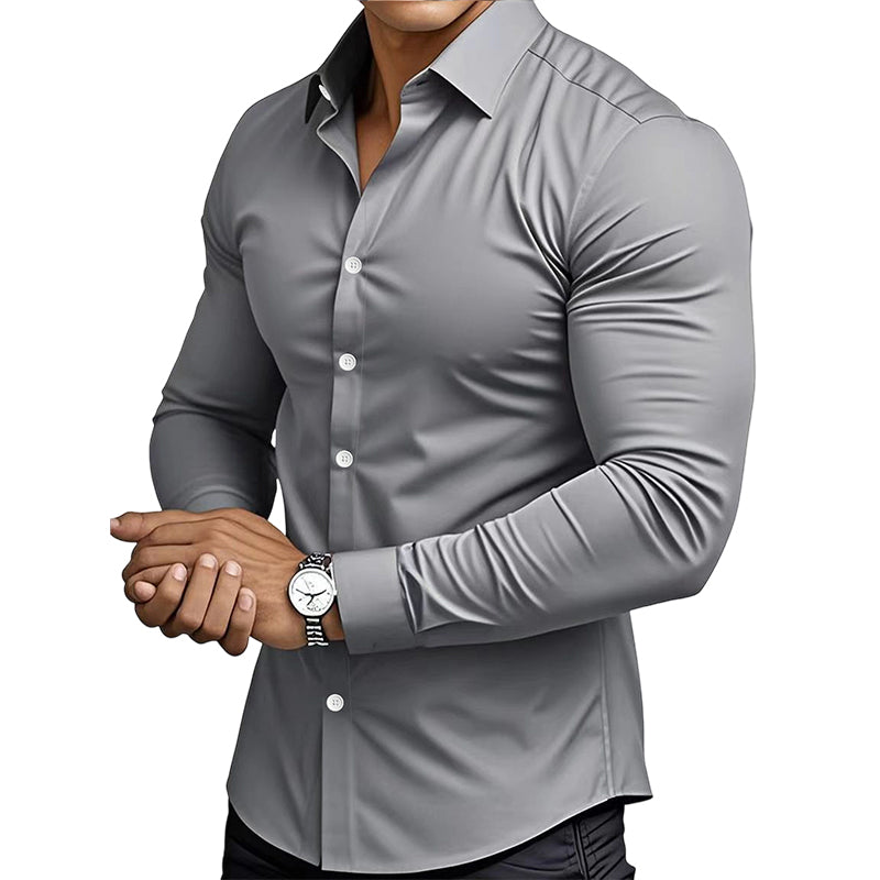 🔥50% off, while stocks last! 🎉Men's Solid Color Lapel Long Sleeve Button-Down Shirts