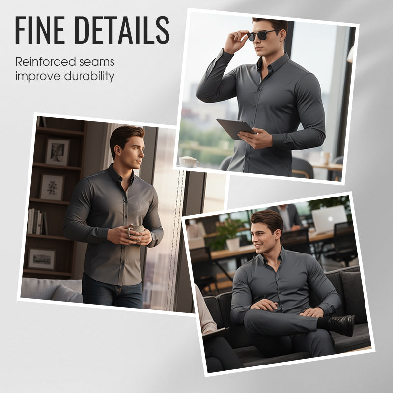 🔥50% off, while stocks last! 🎉Men's Solid Color Lapel Long Sleeve Button-Down Shirts
