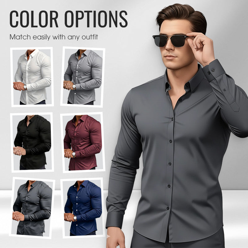 🔥50% off, while stocks last! 🎉Men's Solid Color Lapel Long Sleeve Button-Down Shirts