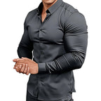 🔥50% off, while stocks last! 🎉Men's Solid Color Lapel Long Sleeve Button-Down Shirts