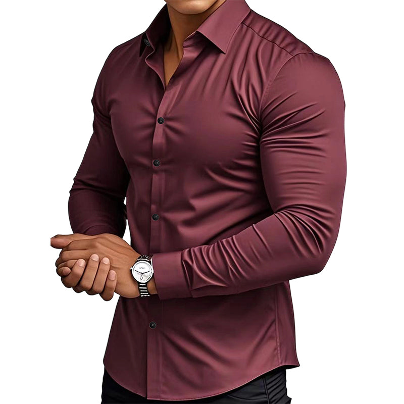 🔥50% off, while stocks last! 🎉Men's Solid Color Lapel Long Sleeve Button-Down Shirts