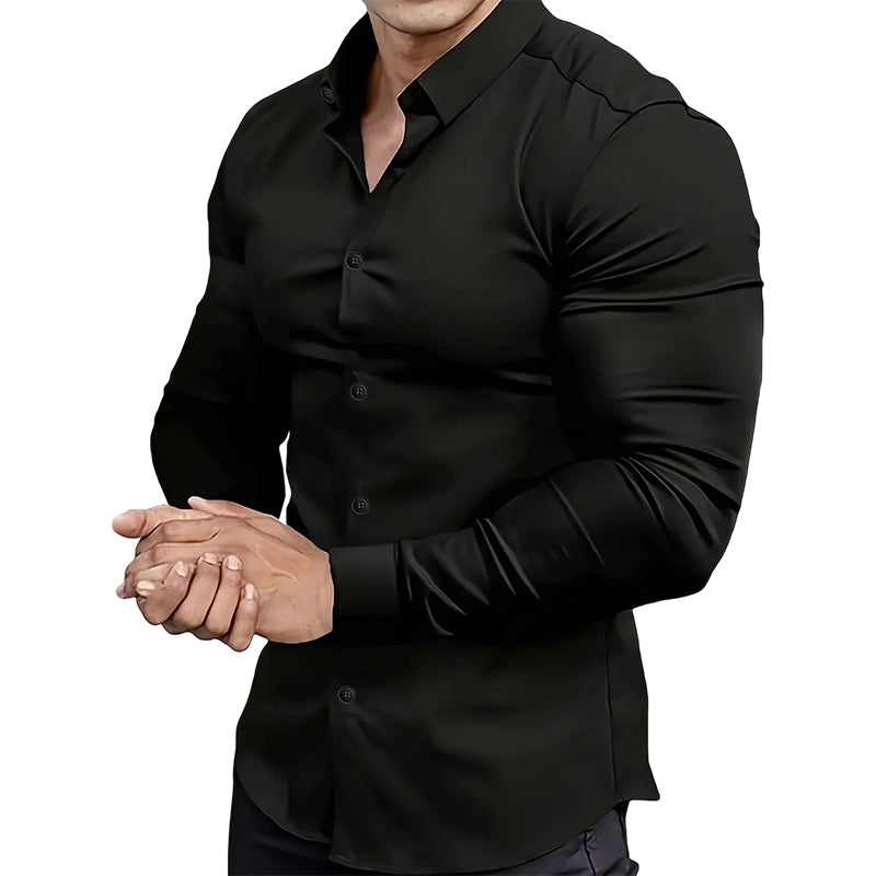 🔥50% off, while stocks last! 🎉Men's Solid Color Lapel Long Sleeve Button-Down Shirts