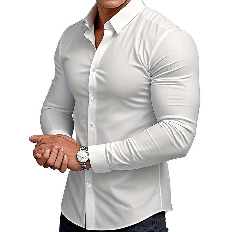 🔥50% off, while stocks last! 🎉Men's Solid Color Lapel Long Sleeve Button-Down Shirts