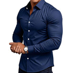 🔥50% off, while stocks last! 🎉Men's Solid Color Lapel Long Sleeve Button-Down Shirts