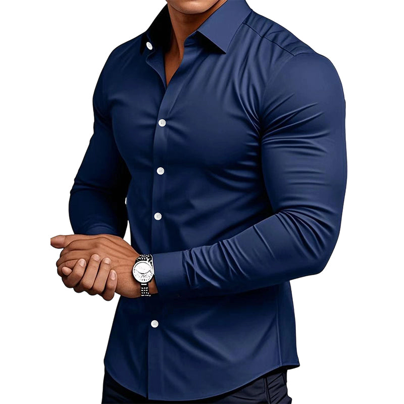 🔥50% off, while stocks last! 🎉Men's Solid Color Lapel Long Sleeve Button-Down Shirts