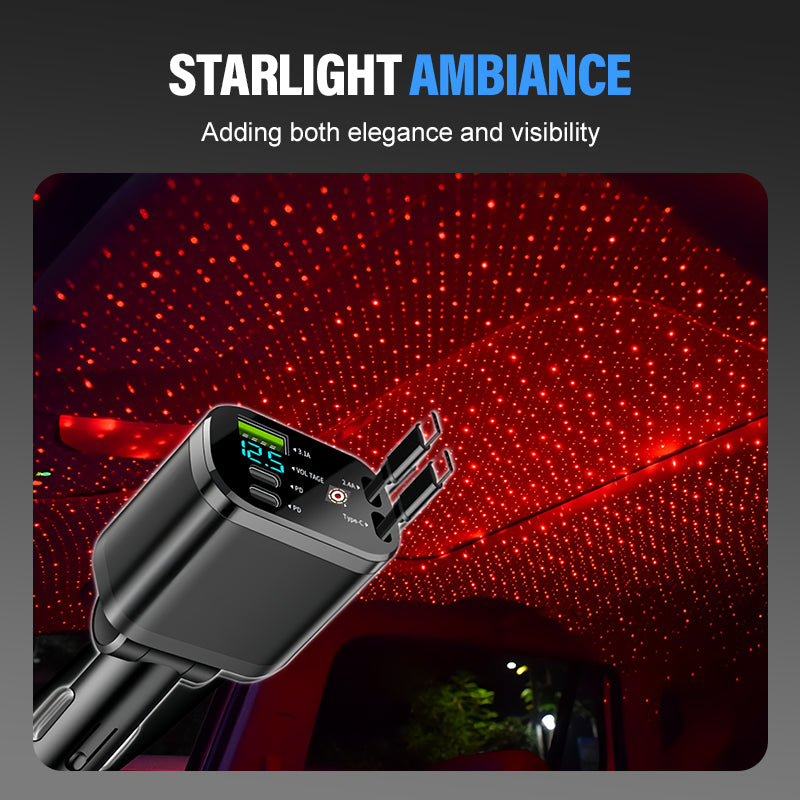 🔥50% off, while stocks last! 🎉Car Fast Charger with Starry Sky Ambient Lighting
