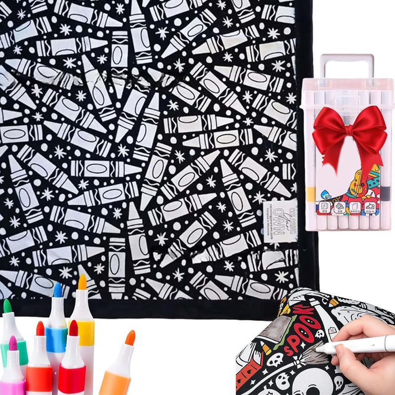🔥Last Day 50% OFF - 🎨✨DIY Coloring Blanket，Magic blanket & washable markers, safe material, easy to clean.