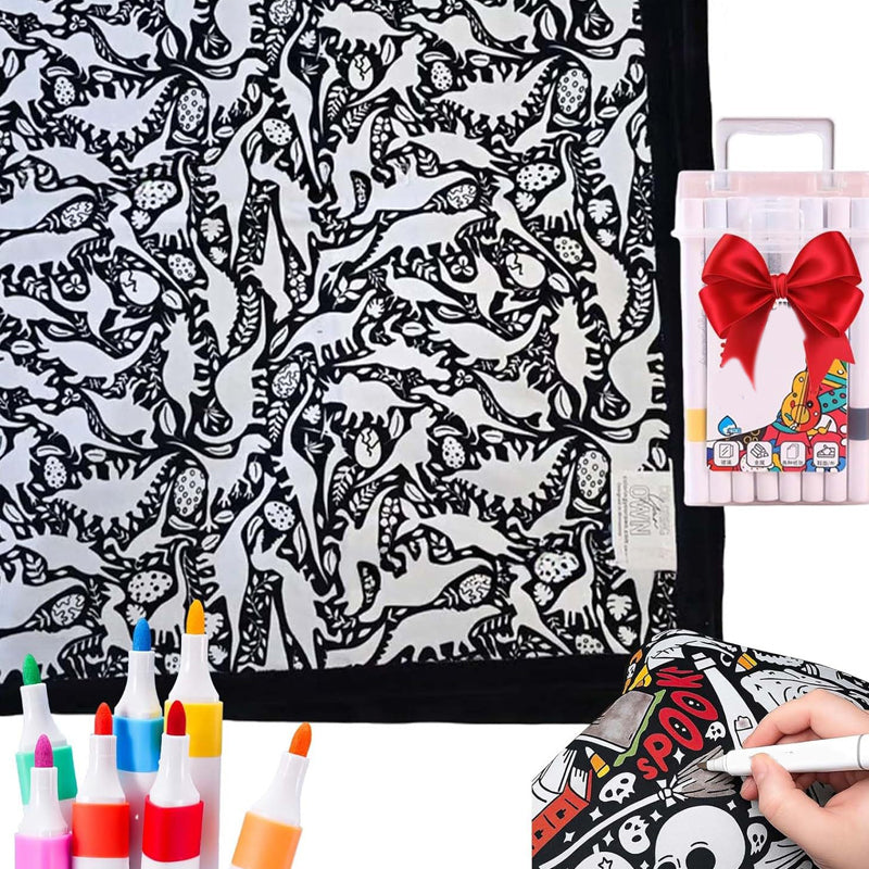 🔥Last Day 50% OFF - 🎨✨DIY Coloring Blanket，Magic blanket & washable markers, safe material, easy to clean.