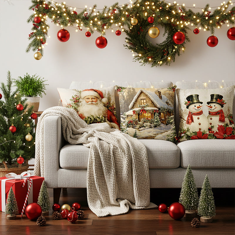 🏭Factory direct-50% discount🔥🔥 Cute Christmas Print Pillow Cover🎄✨ Spruce Up Your Christmas Vibe! ✨🎄
